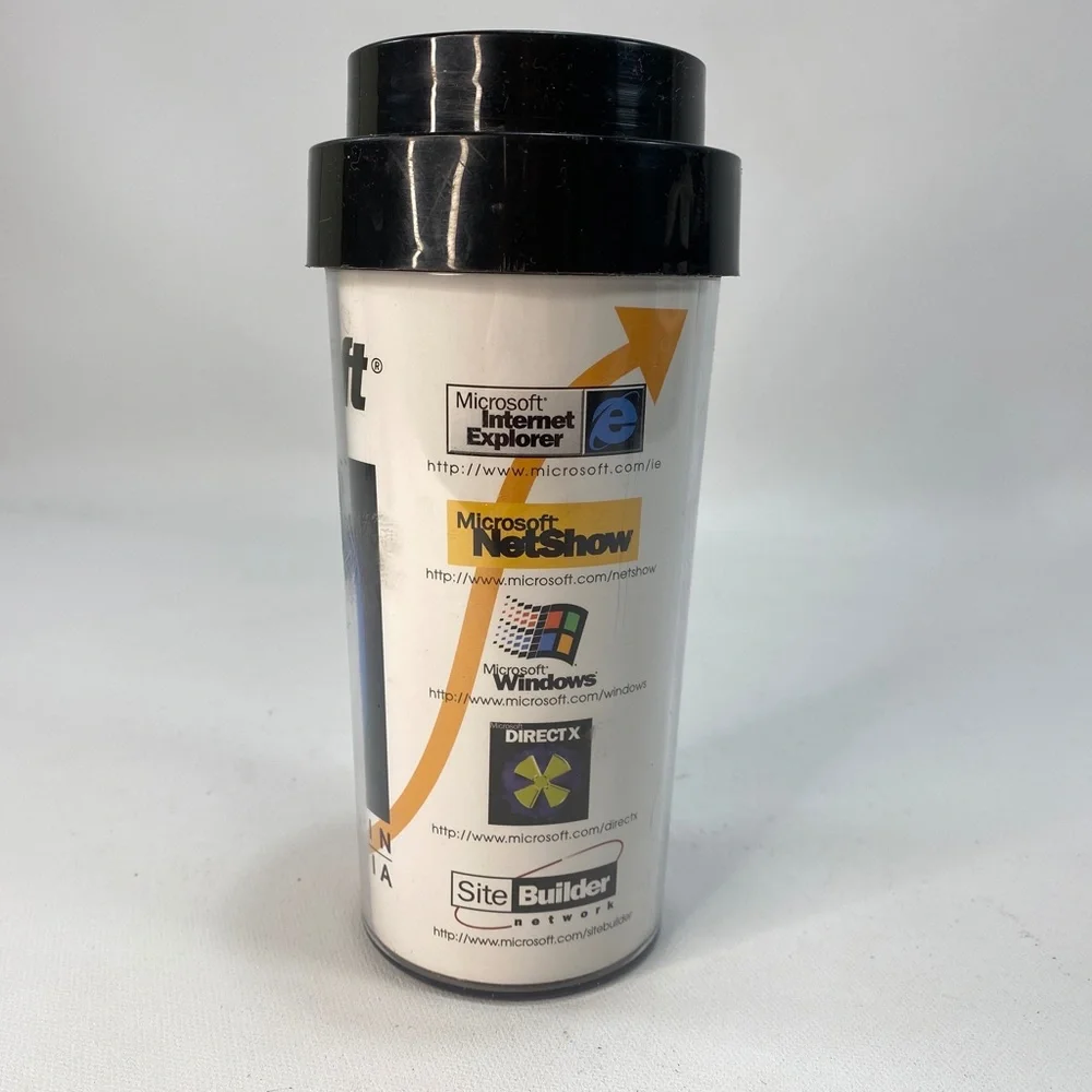 Vtg 90s Microsoft Thermo Plastic Cup Media Event Show Broadcasting Media 7